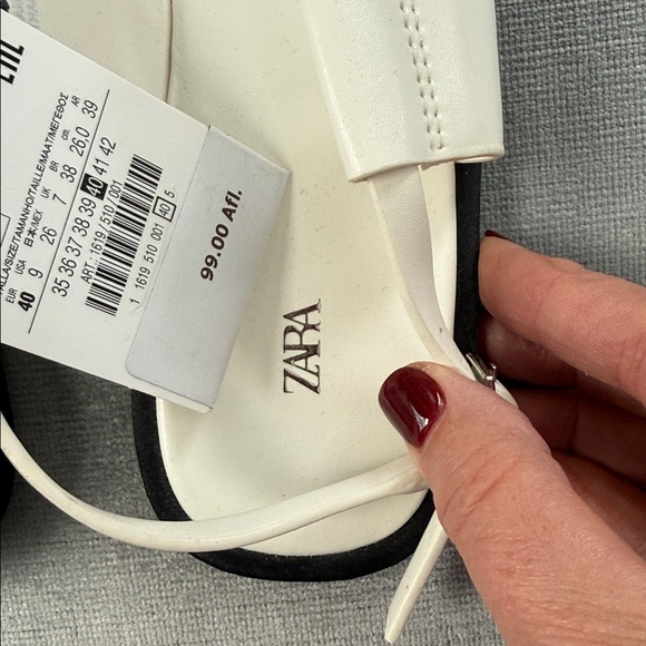 Zara Cream Strappy Sandals with Silver Accent - Picture 2 of 7